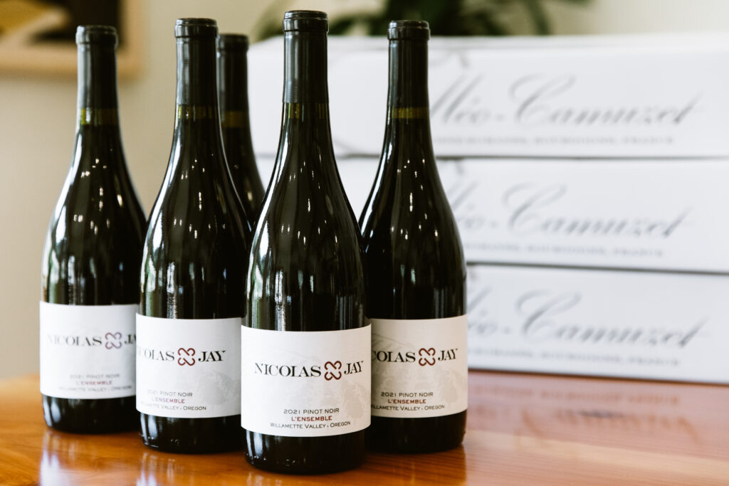 Bottles of 2021 Nicolas-Jay Pinot Noir