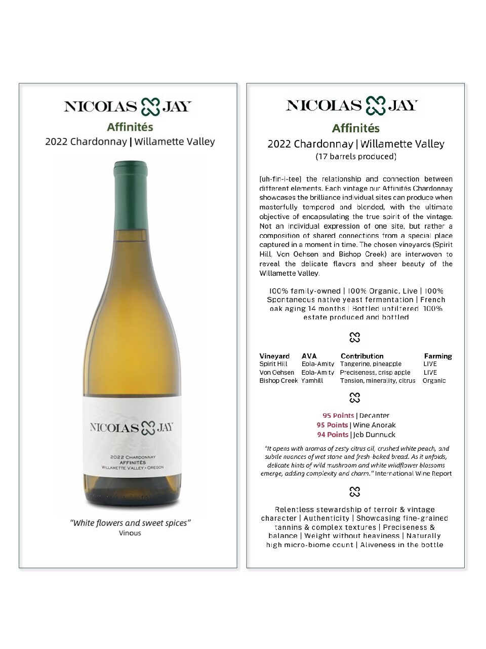 2022 Affinites Chardonnay